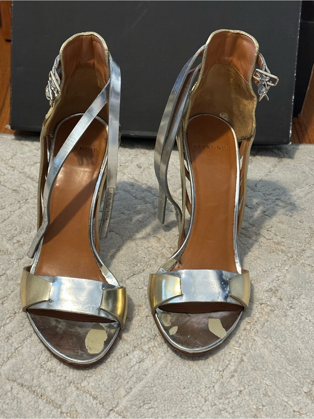 GIVENCHY Metallic Silver &Gold Stilleto Sandles Size 36
